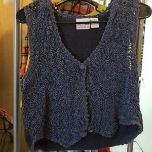 Crochet denim republic vest